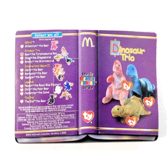 Ty McDonalds Teeny Beanie Babies 2000 Dinosaur Set Steg Rex - Picture 2 of 8